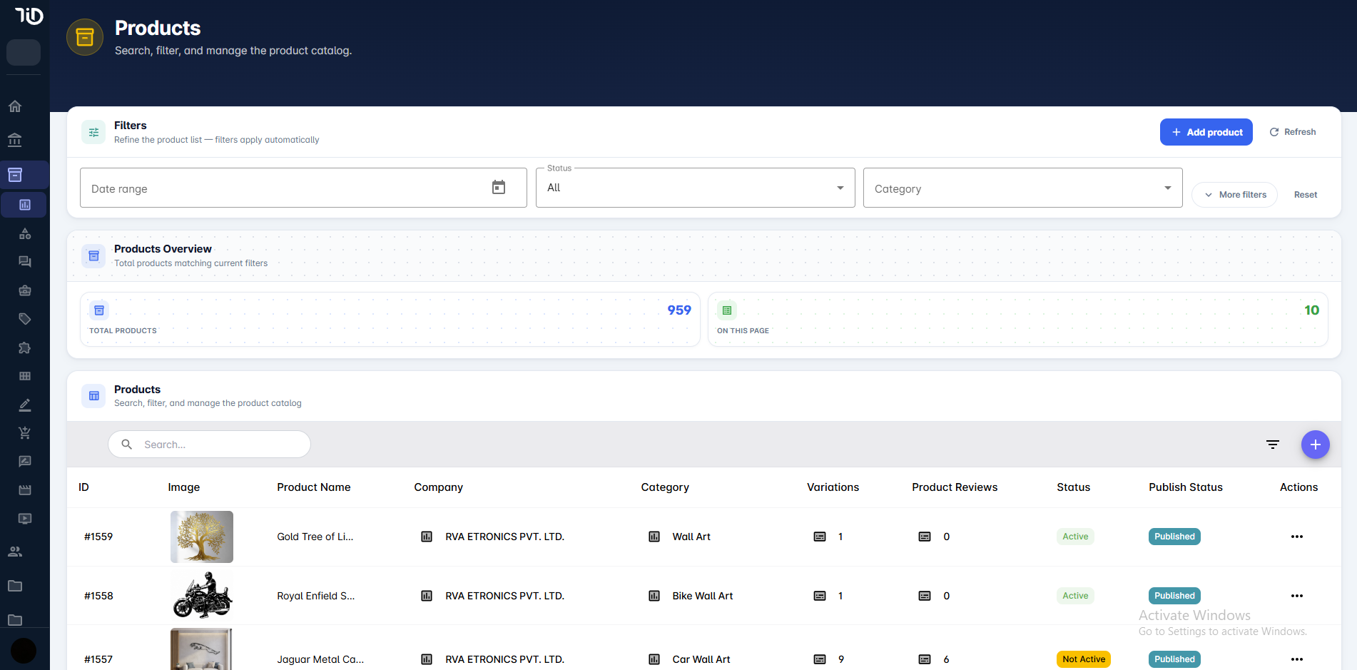 Product Catalog Management