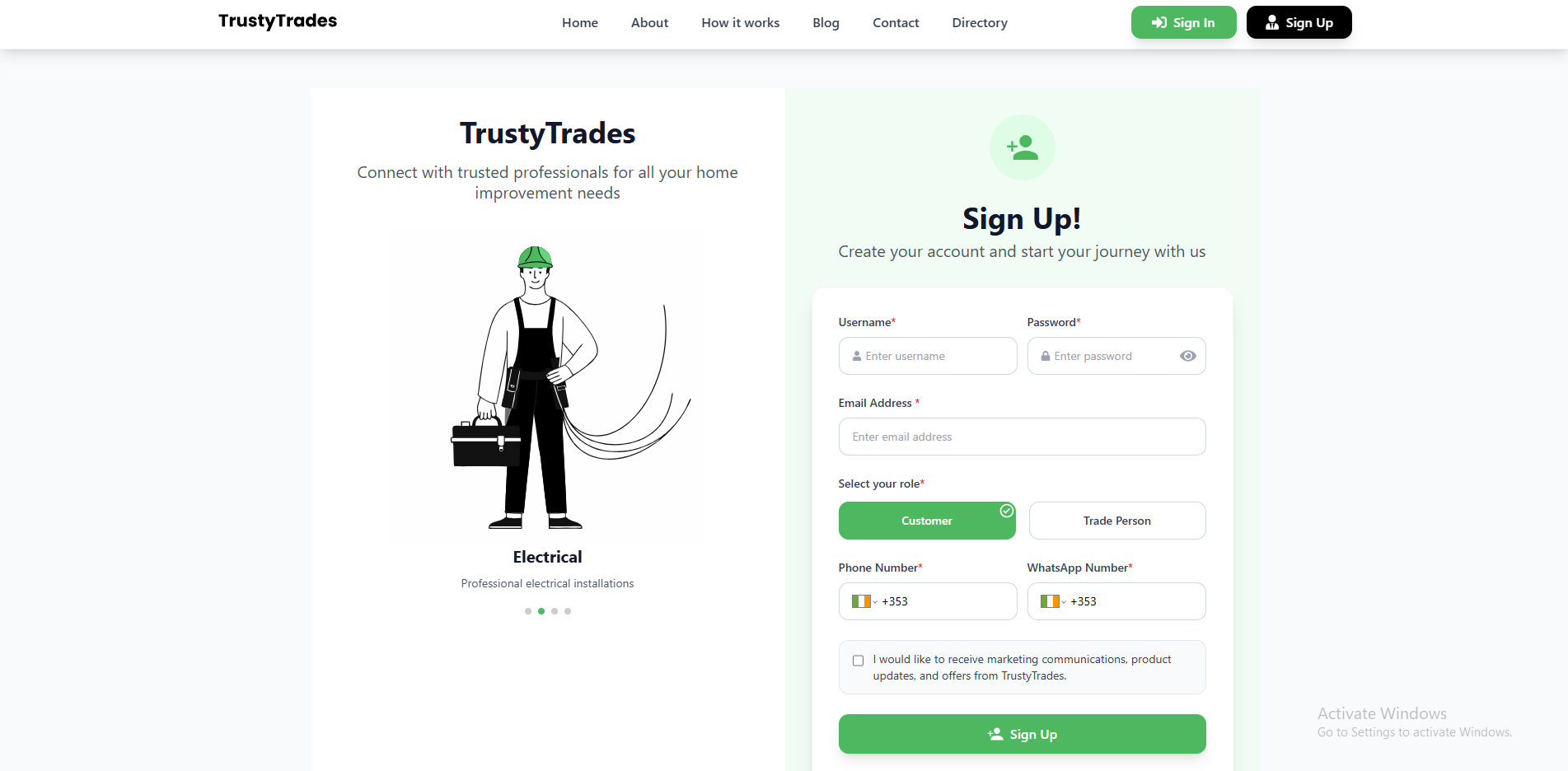 Customer Registration