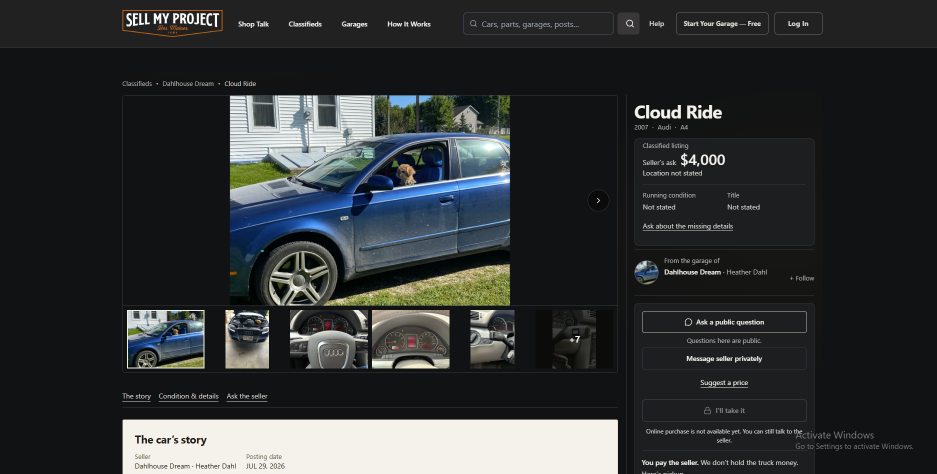 Project Car Listing