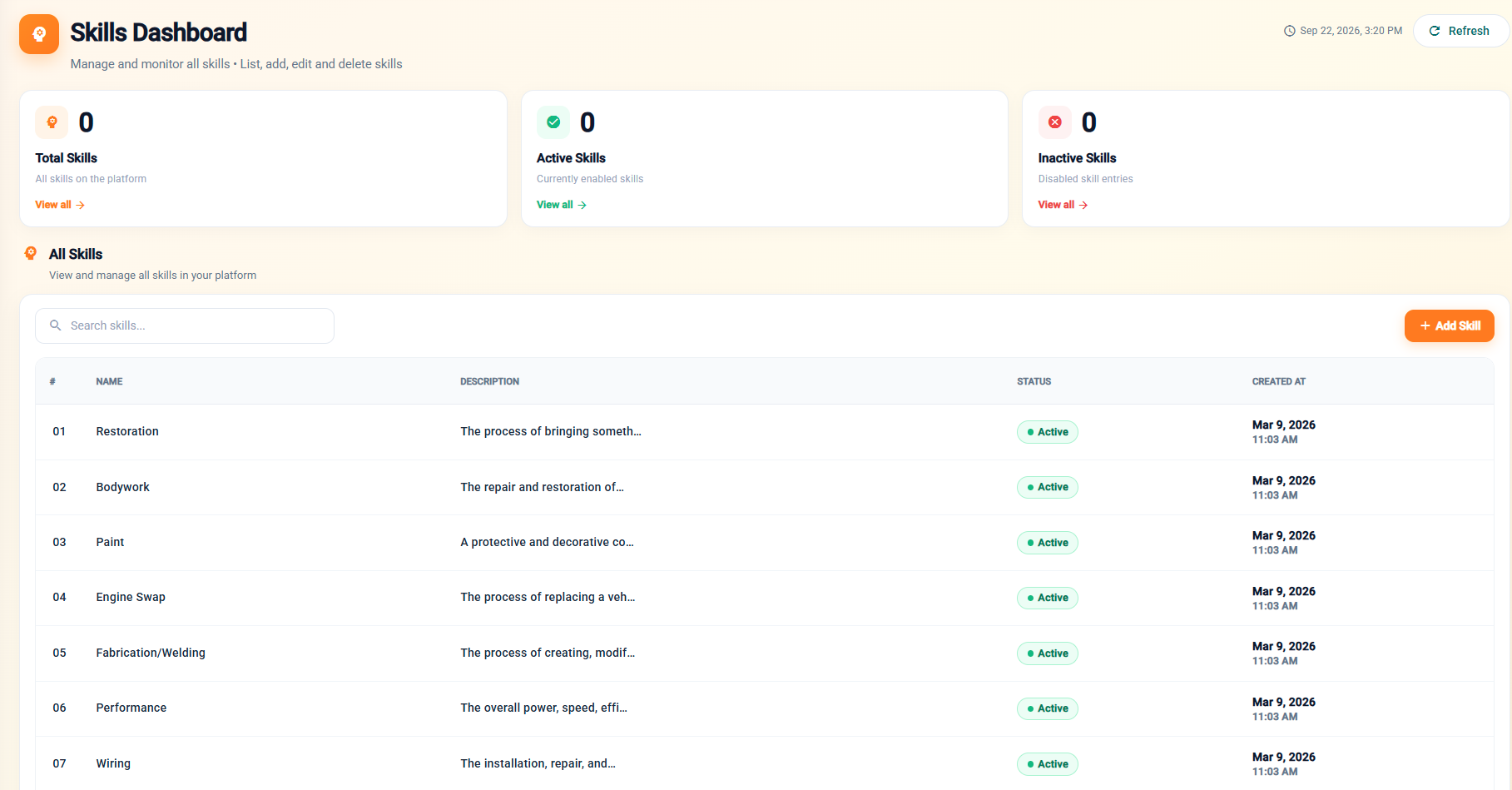 Skills Management Dashboard